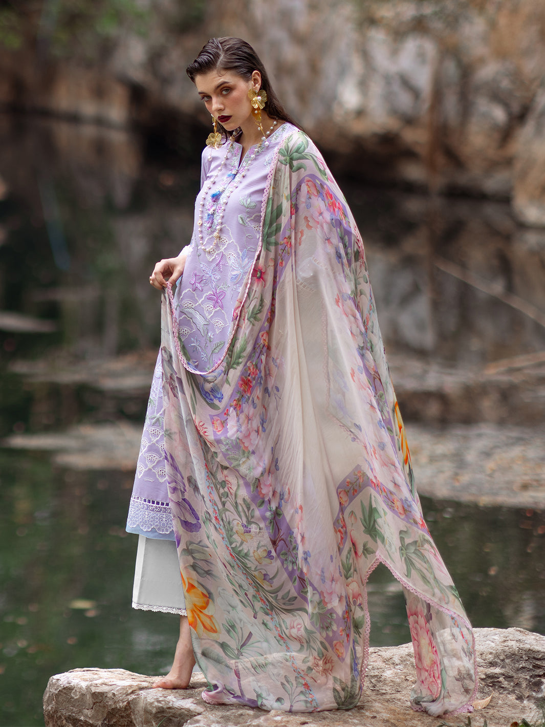 Roheenaz | Dahlia Embroidered Lawn 24 | Iris
