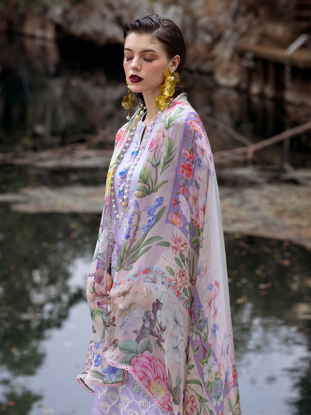 Roheenaz | Dahlia Embroidered Lawn 24 | Iris