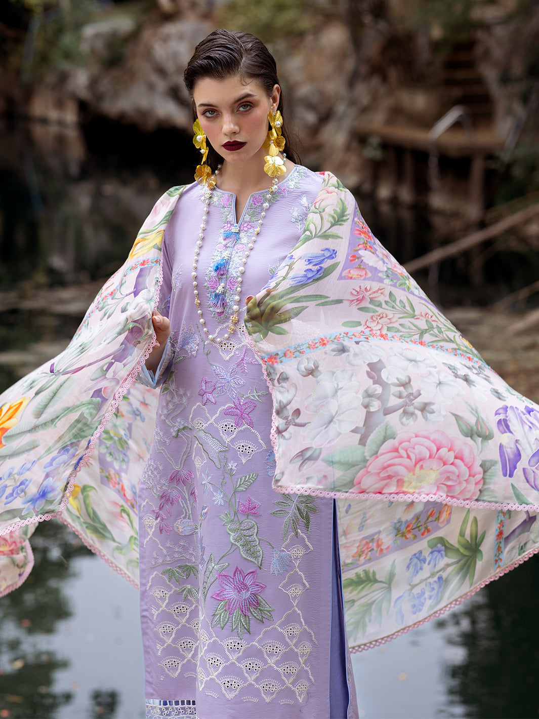 Roheenaz | Dahlia Embroidered Lawn 24 | Iris