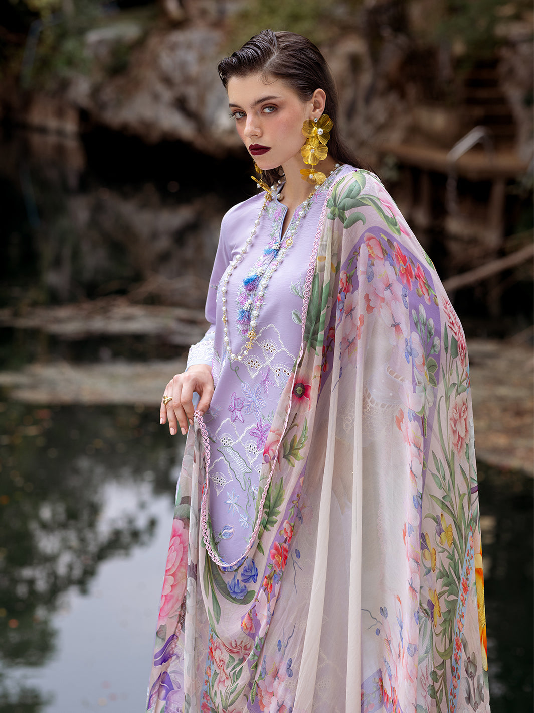 Roheenaz | Dahlia Embroidered Lawn 24 | Iris