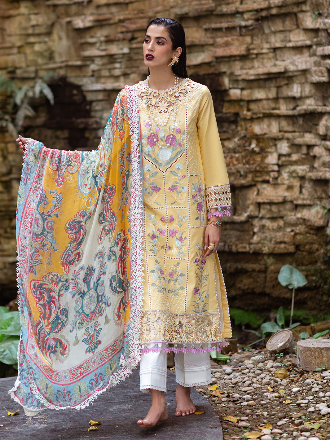 Roheenaz | Dahlia Embroidered Lawn 24 | Daffodil