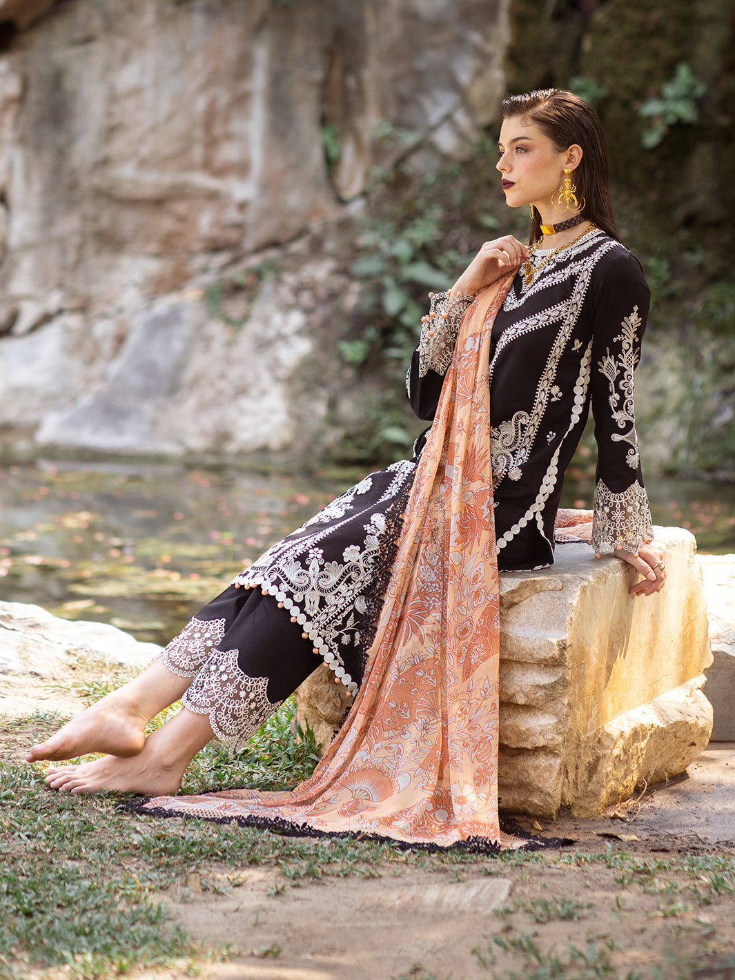 Roheenaz | Dahlia Embroidered Lawn 24 | Celandine