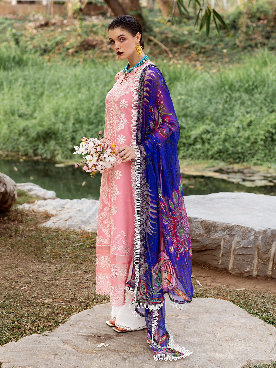 Roheenaz | Dahlia Embroidered Lawn 24 | Orchid