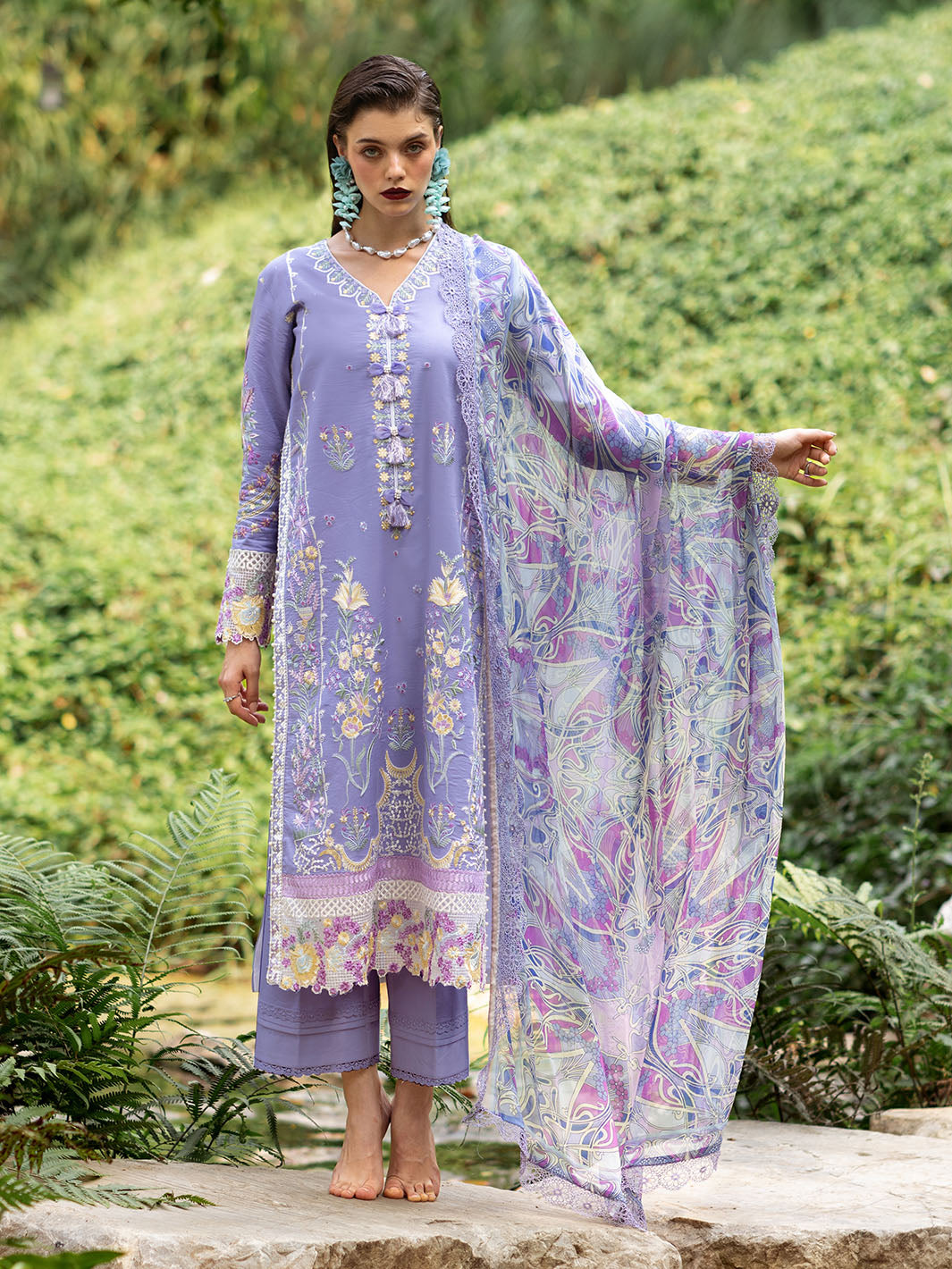 Roheenaz | Dahlia Embroidered Lawn 24 | Aster