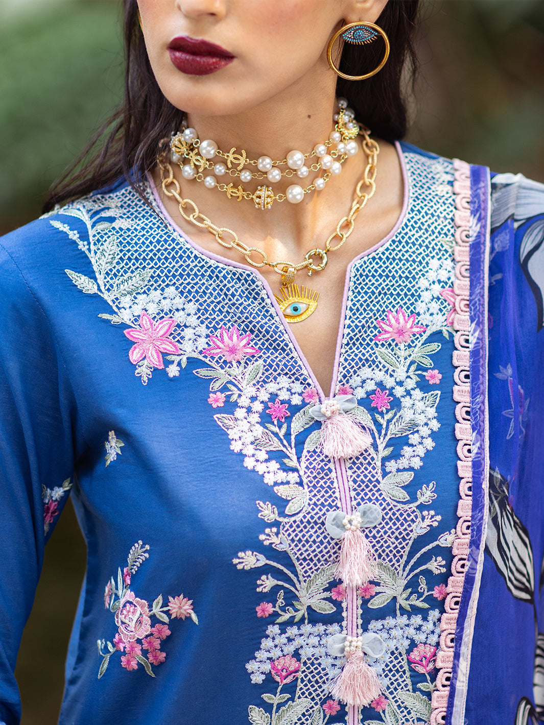 Roheenaz | Dahlia Embroidered Lawn 24 | Bluebell