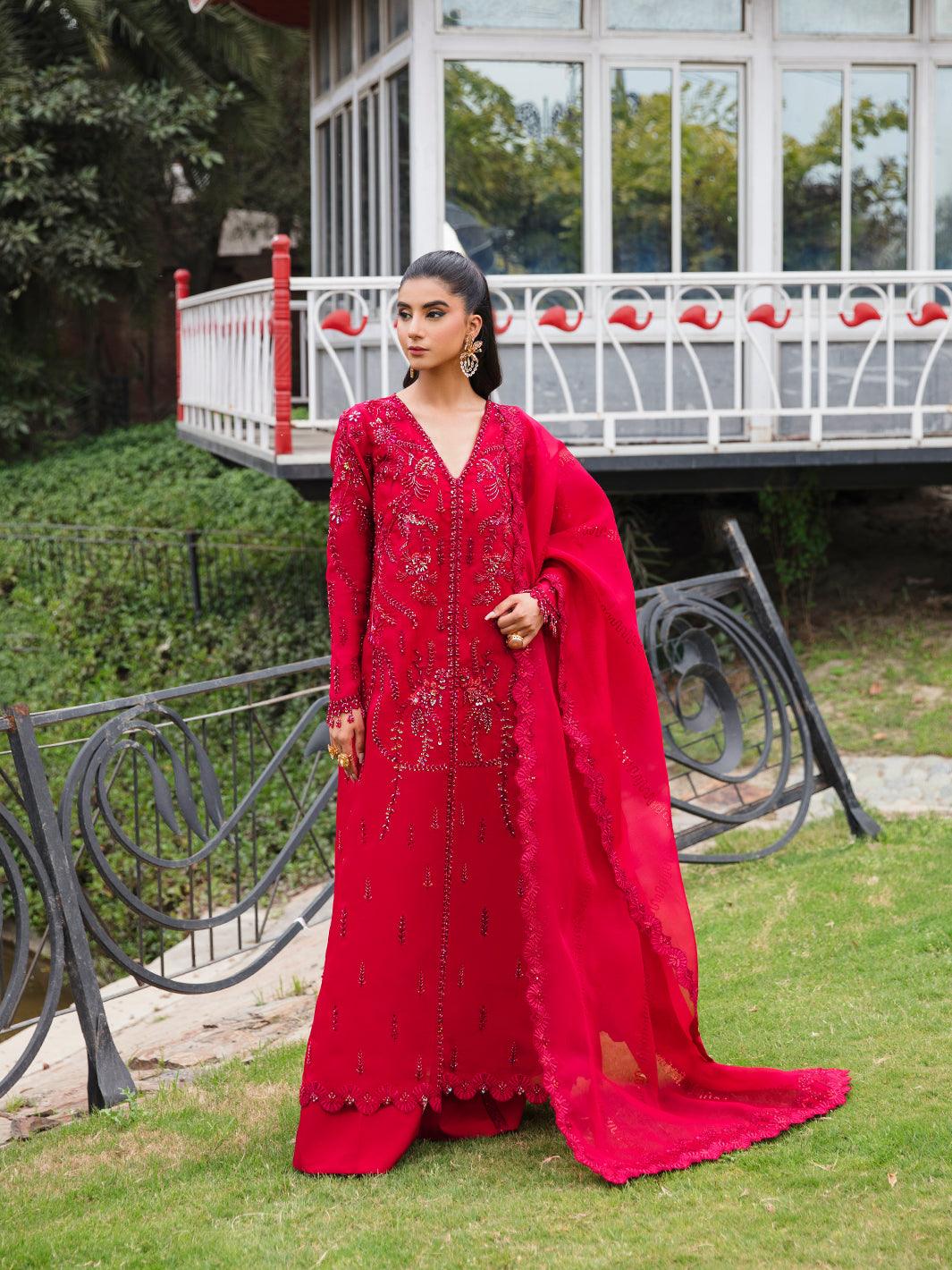 Amroz Atelier | Aerien Formals | Rouge - Official Amroz Atelier - Agha Fabrics UK