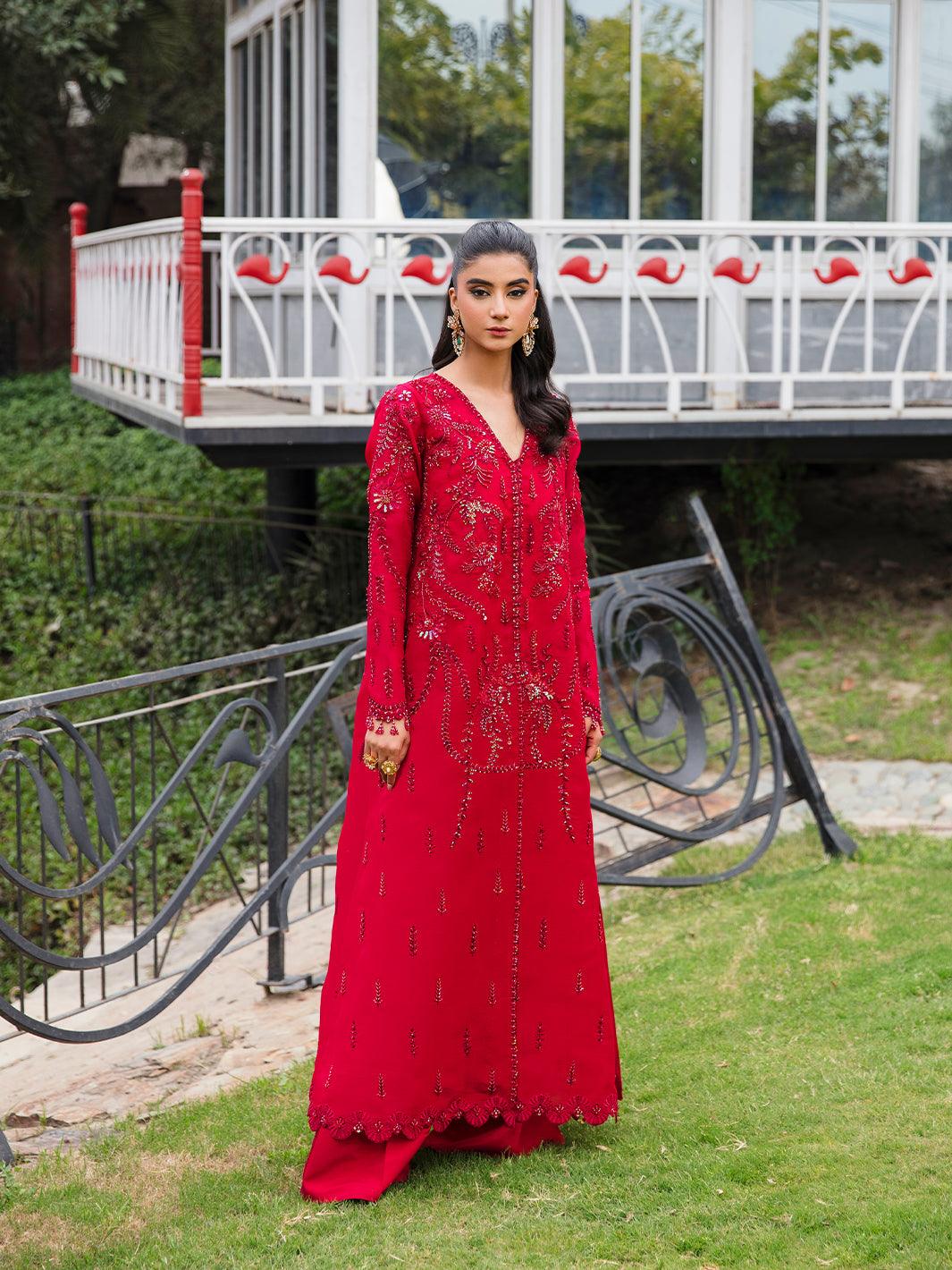 Amroz Atelier | Aerien Formals | Rouge - Official Amroz Atelier - Agha Fabrics UK