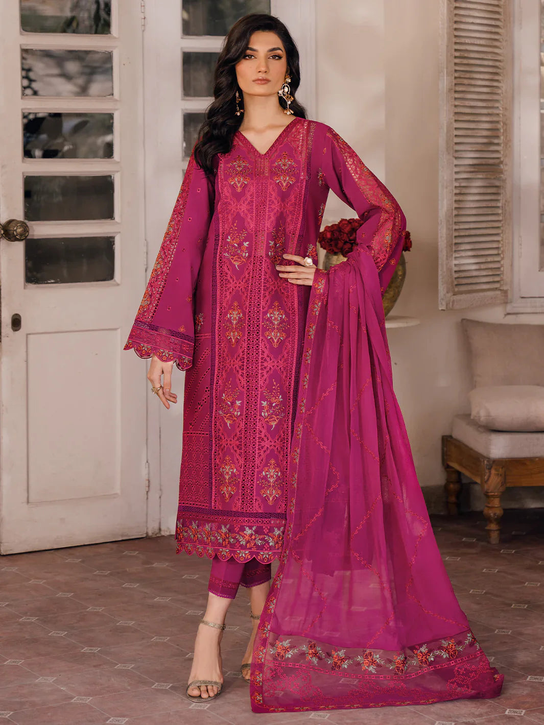 Bin Ilyas | Naqsh Luxury Lawn | Kiraz - Official Bin Ilyas - Agha Fabrics UK