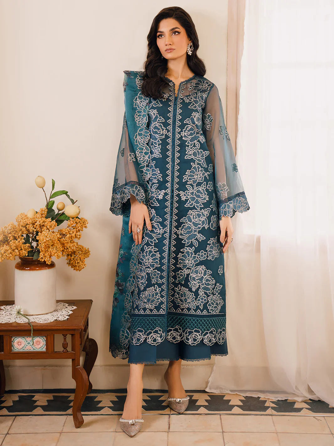 Bin Ilyas | Naqsh Luxury Lawn | Mavi - Official Bin Ilyas - Agha Fabrics UK