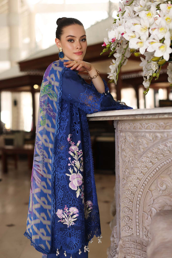 Noor by Saadia Asad | Luxury Chikankari LawnÃÂ¢ÃÂÃÂ24 | D10-B Blue Electric