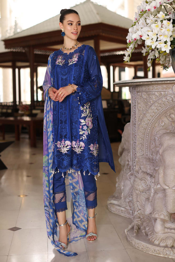 Noor by Saadia Asad | Luxury Chikankari LawnÃÂ¢ÃÂÃÂ24 | D10-B Blue Electric