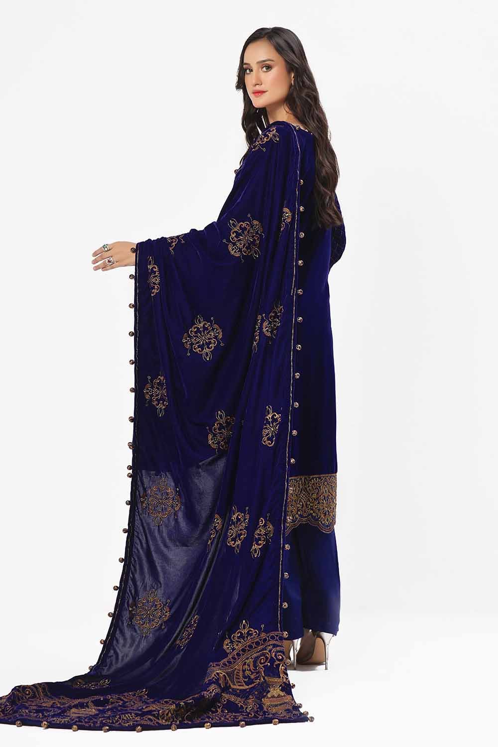 Gul Ahmed | Winter Collection 24 | Velvet Dupatta WV-42001 - Official Gul Ahmed - Agha Fabrics UK