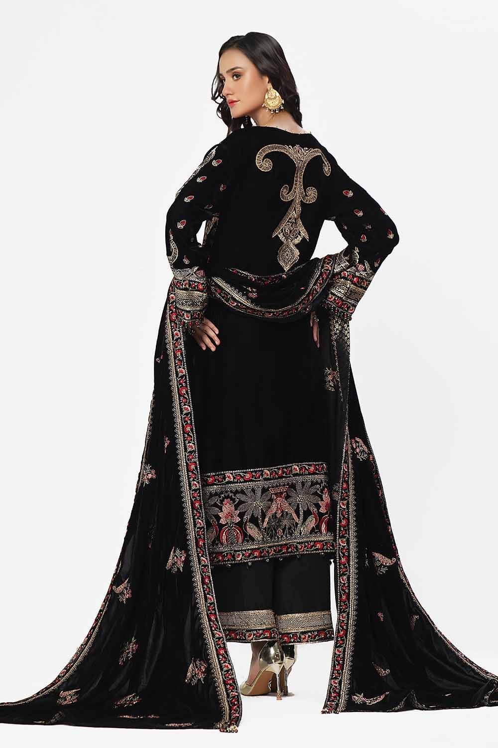 Gul Ahmed | Winter Collection 24 | Velvet Dupatta WV-42002 - Official Gul Ahmed - Agha Fabrics UK