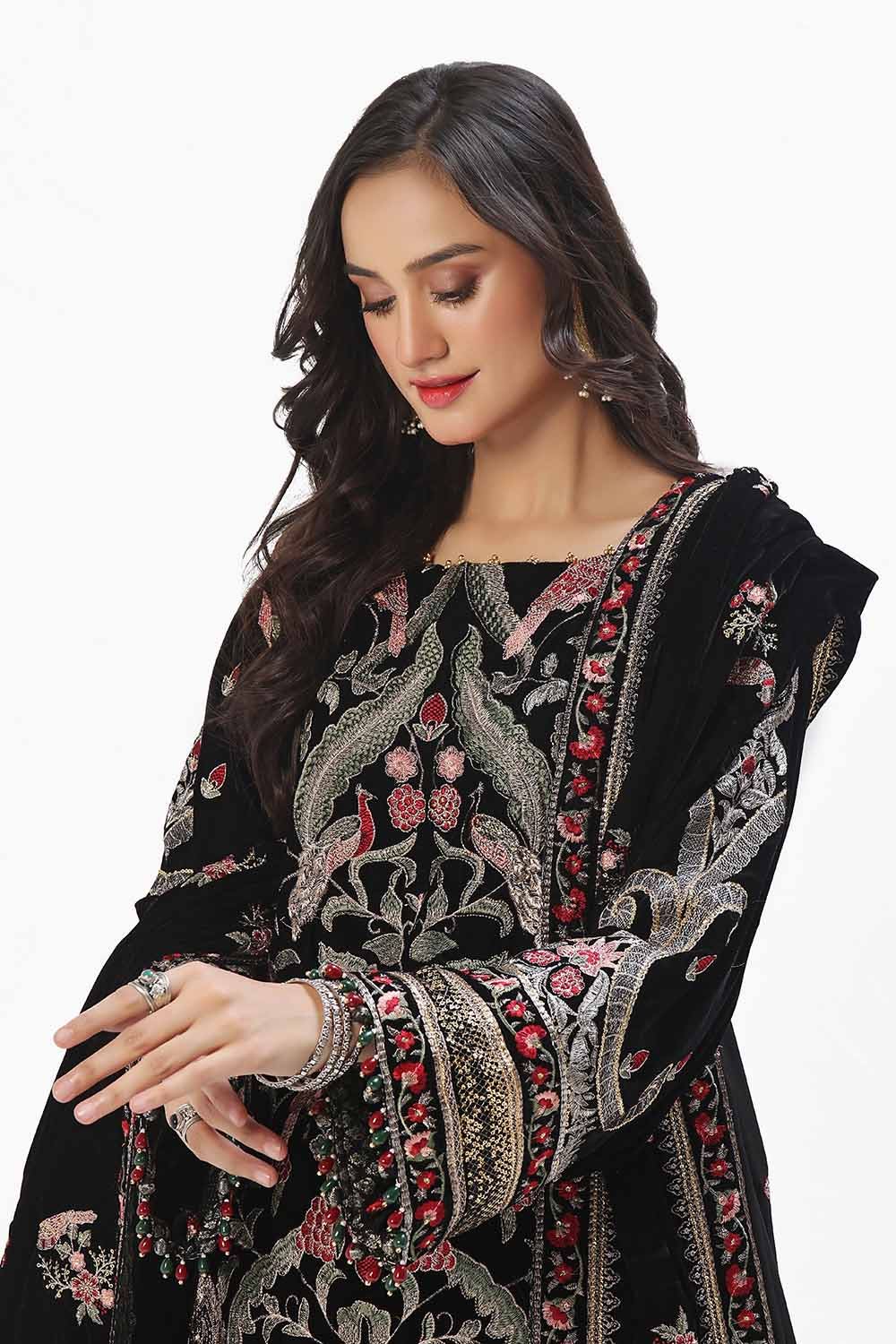 Gul Ahmed | Winter Collection 24 | Velvet Dupatta WV-42002 - Official Gul Ahmed - Agha Fabrics UK