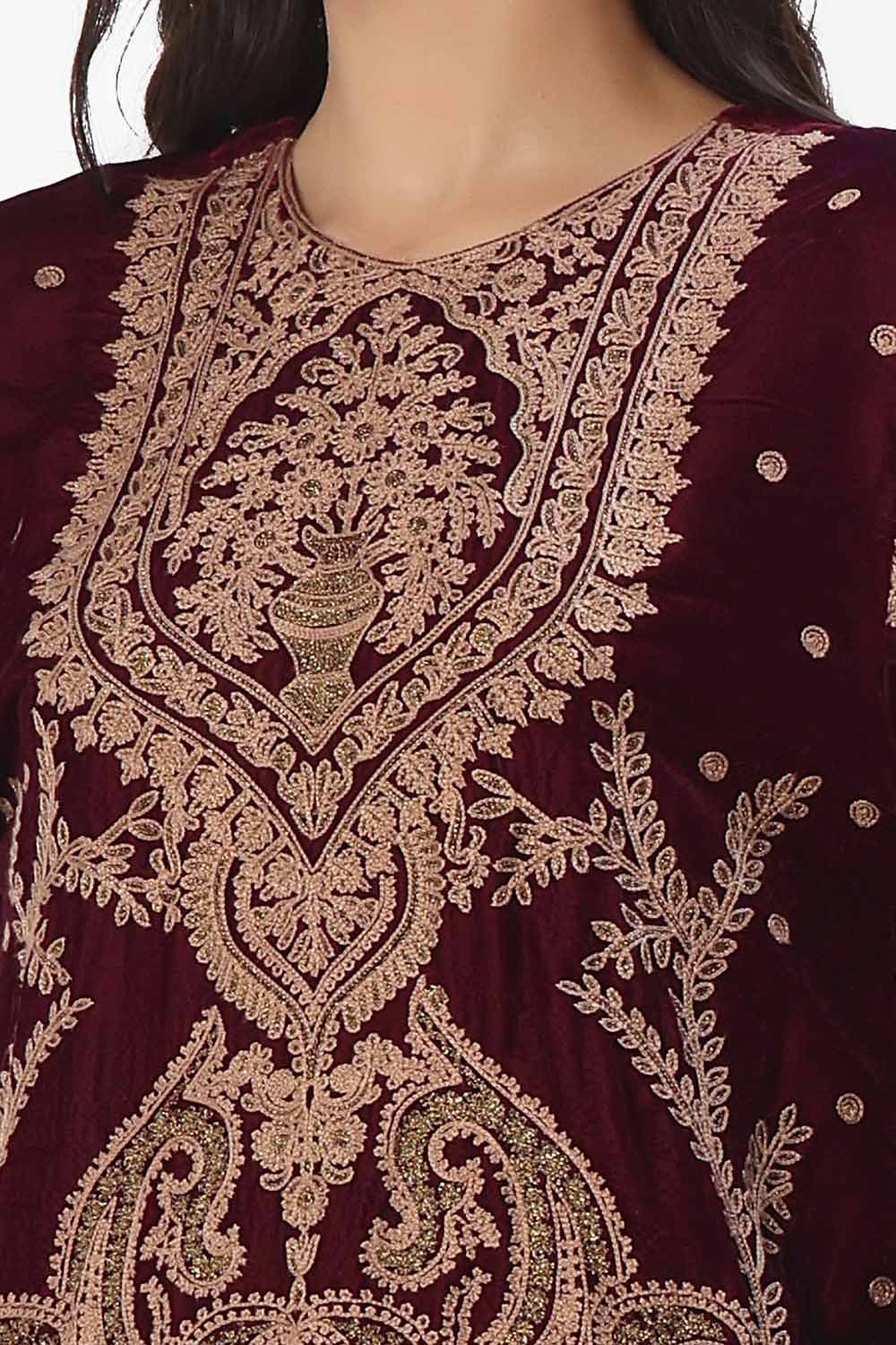 Gul Ahmed | Winter Collection 24 | Velvet Dupatta WV-42003 - Official Gul Ahmed - Agha Fabrics UK