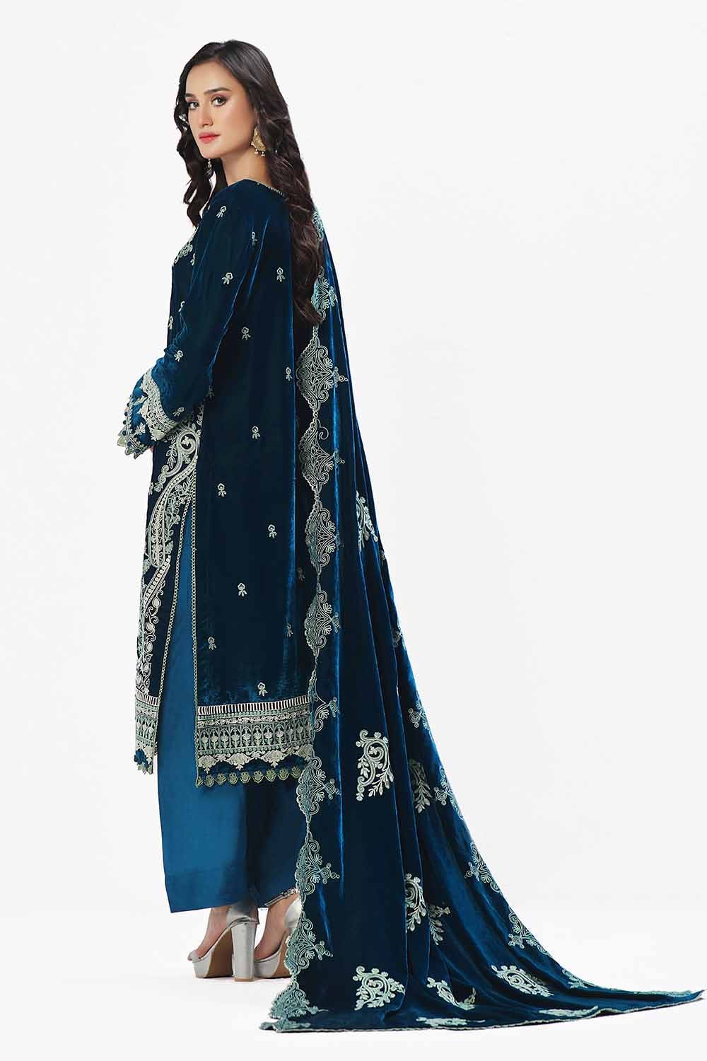 Gul Ahmed | Winter Collection 24 | Velvet Dupatta WV-42004 - Official Gul Ahmed - Agha Fabrics UK