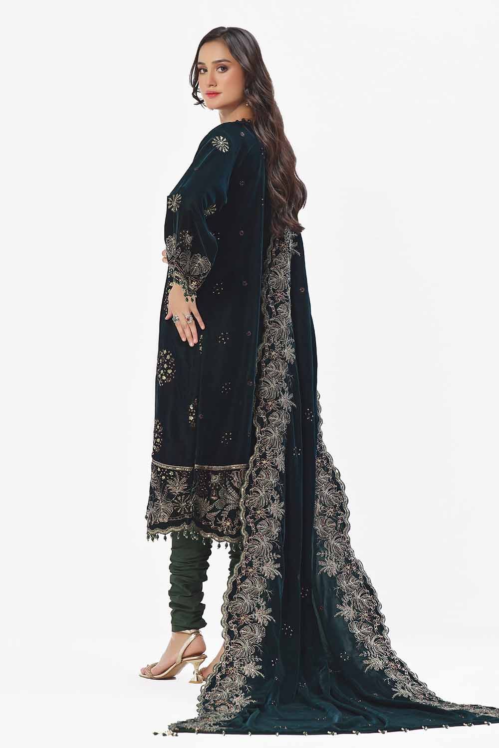 Gul Ahmed | Winter Collection 24 | Velvet Dupatta WV-42005 - Official Gul Ahmed - Agha Fabrics UK