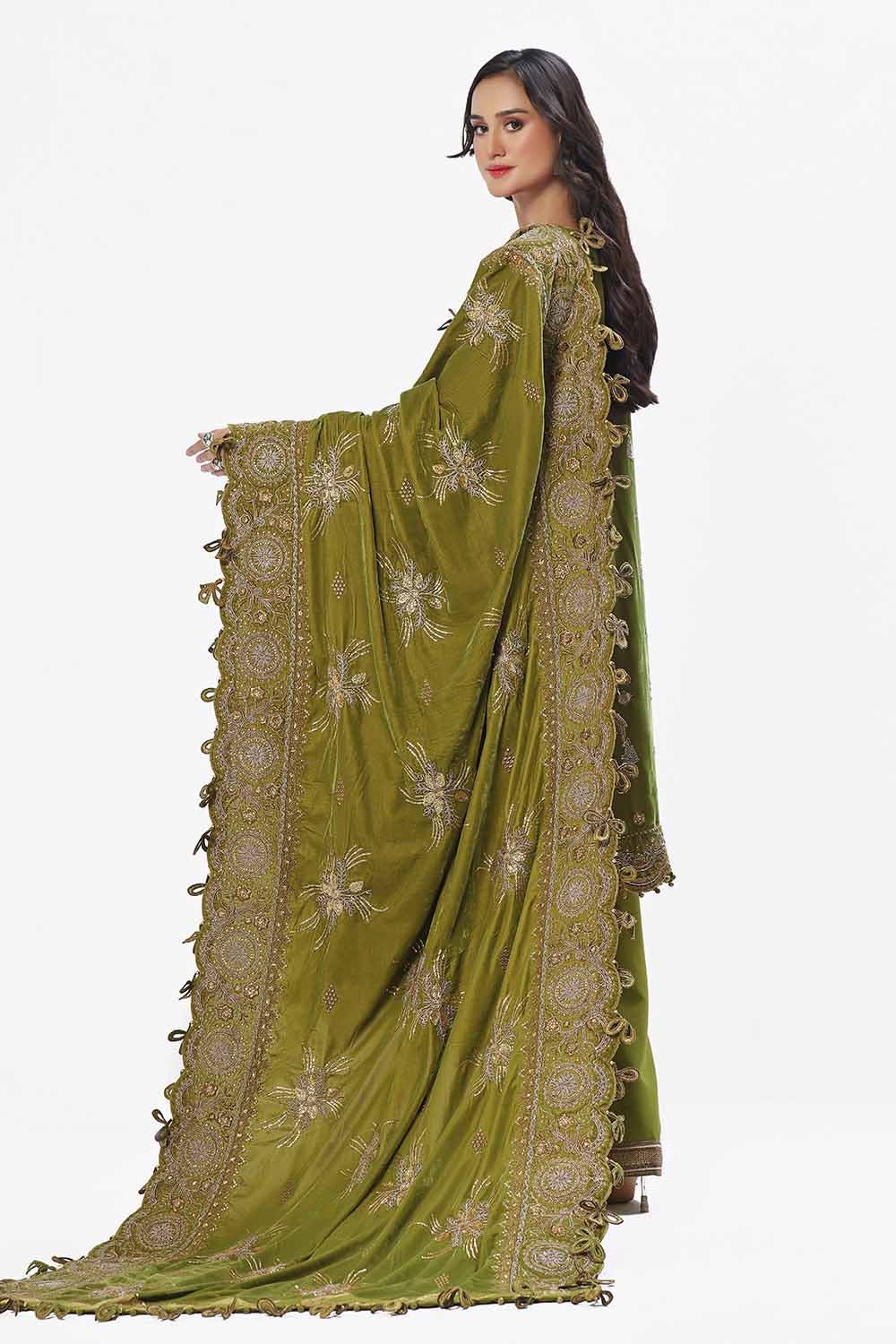 Gul Ahmed | Winter Collection 24 | Velvet Dupatta WV-42007 - Official Gul Ahmed - Agha Fabrics UK
