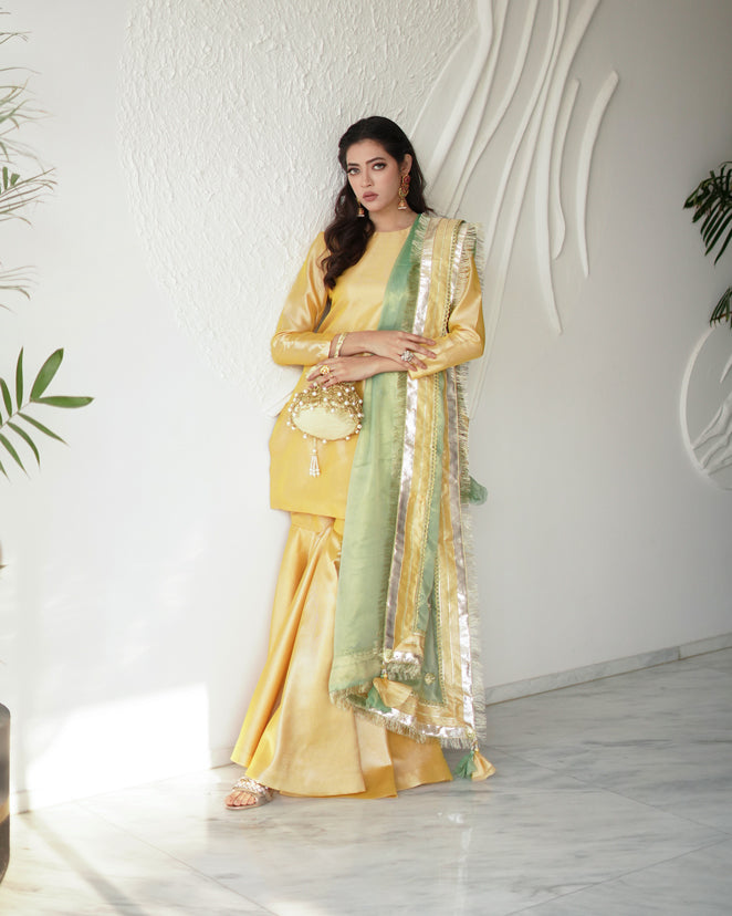 Zar | Gharara Formals | Yellow - Official Zar - Agha Fabrics UK