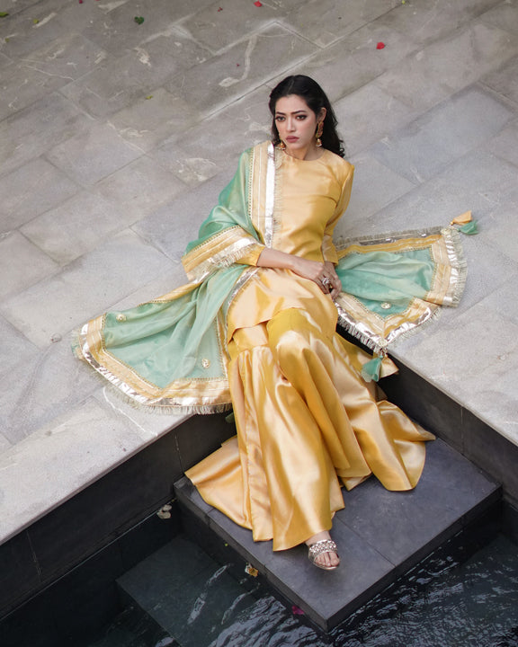 Zar | Gharara Formals | Yellow - Official Zar - Agha Fabrics UK